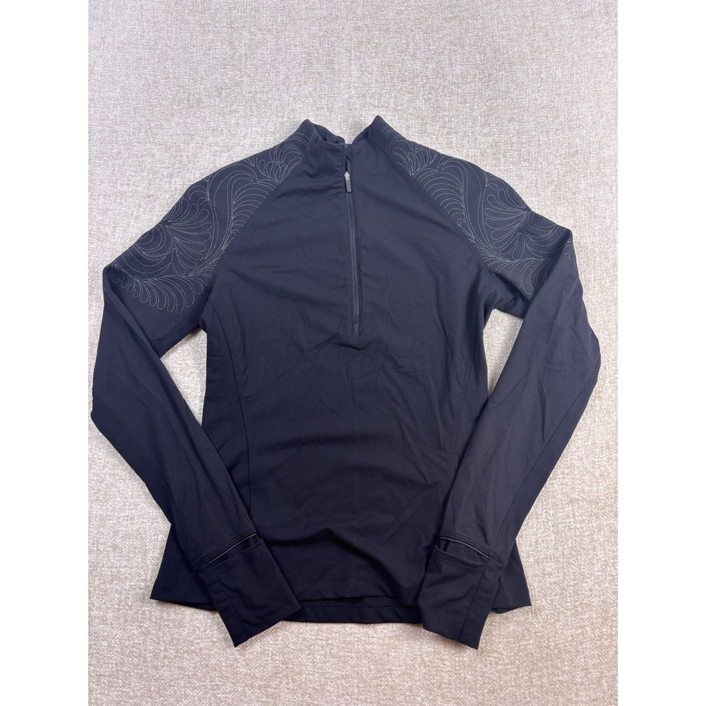 Lululemon Black Reflective Scroll Half Zip Pullover Running Top Size 6 LW3AXUS